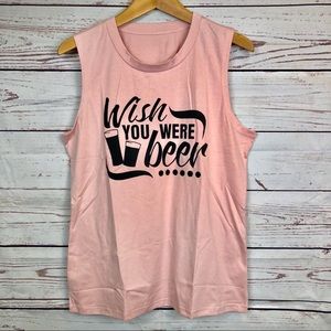 🎁FUNNY🎉 Wish You Were Beer Tank Size Large